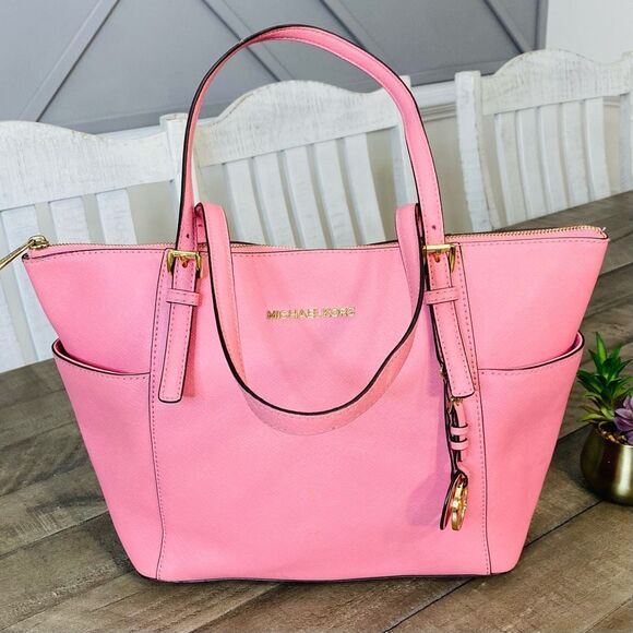 Michael Kors Charlotte Large Top Zip Tote Tea Rose - Picture 2 of 13